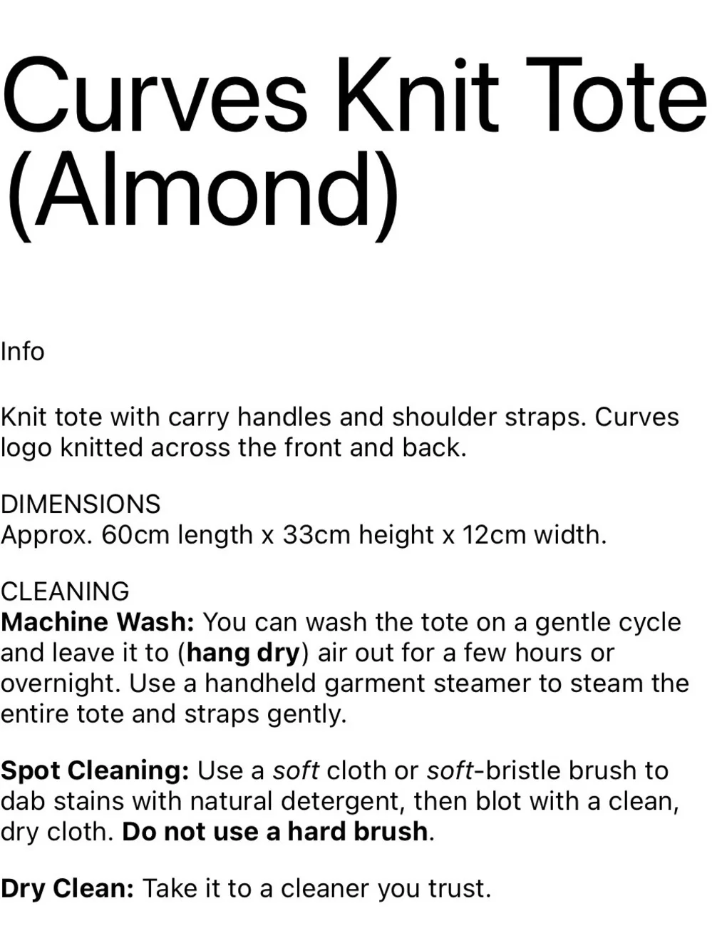 Curves Almond Knit Tote Bag